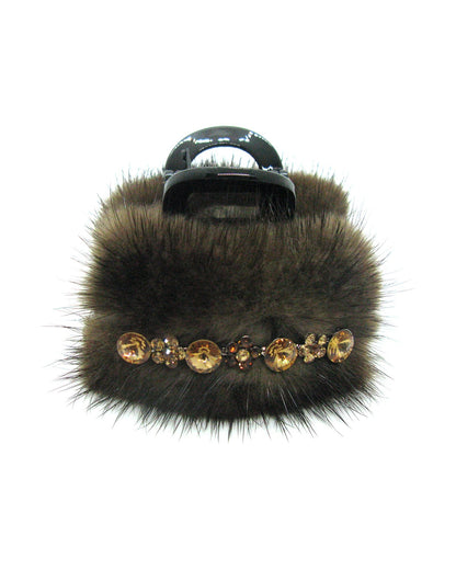 Faux Fur Crystal Hair Jaw