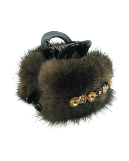 Faux Fur Crystal Hair Jaw