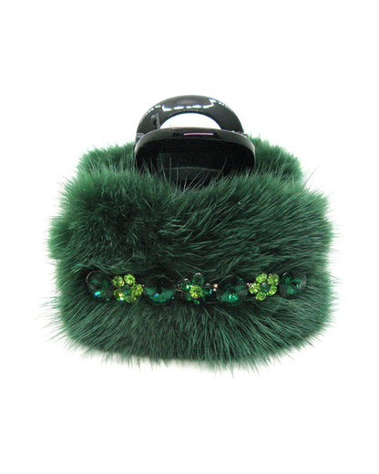 Faux Fur Crystal Hair Jaw