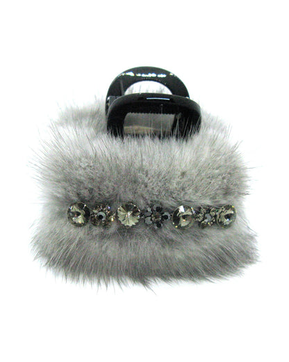 Faux Fur Crystal Hair Jaw