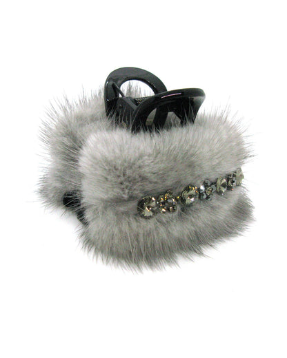 Faux Fur Crystal Hair Jaw