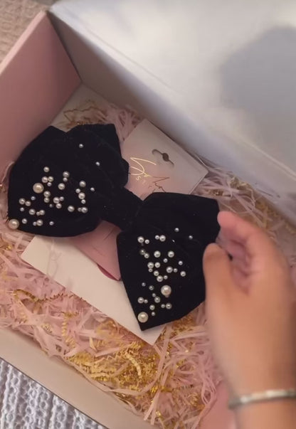 Glitter & Pearls Bow Barrette
