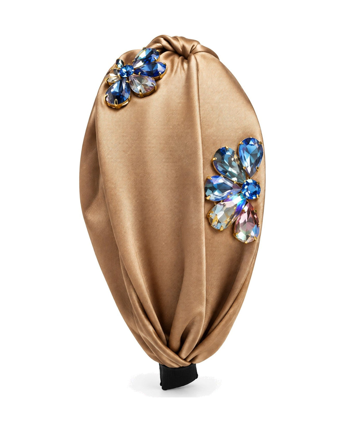 Satin Crystal Flower Knot Headband
