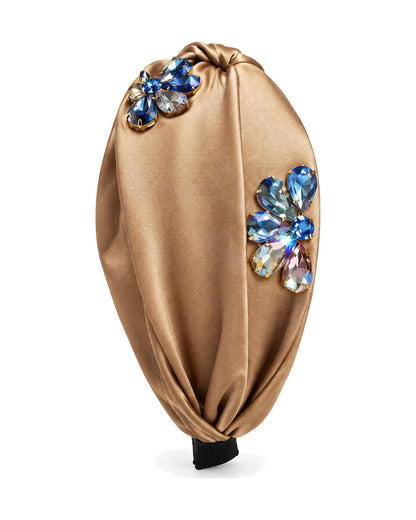 Satin Crystal Flower Knot Headband
