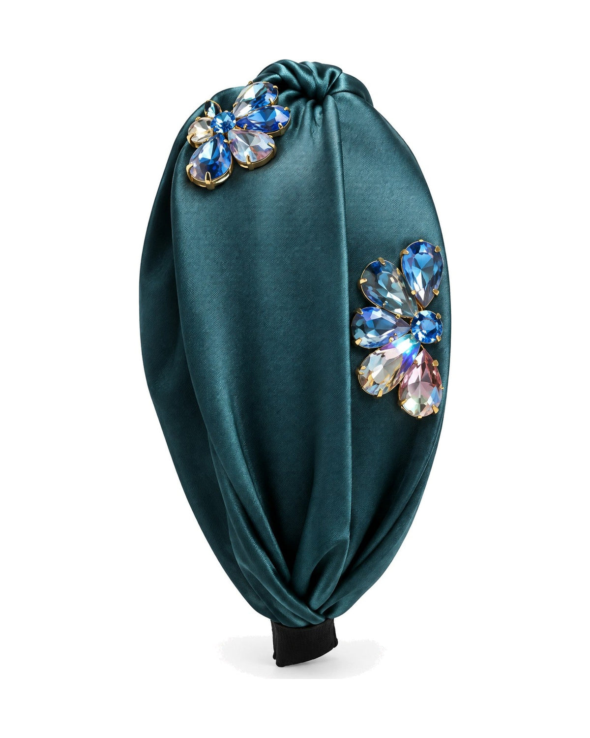 Satin Crystal Flower Knot Headband