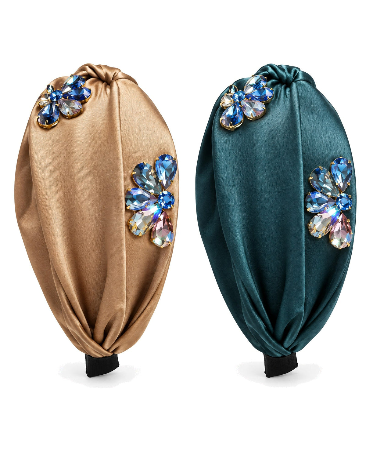 Satin Crystal Flower Knot Headband