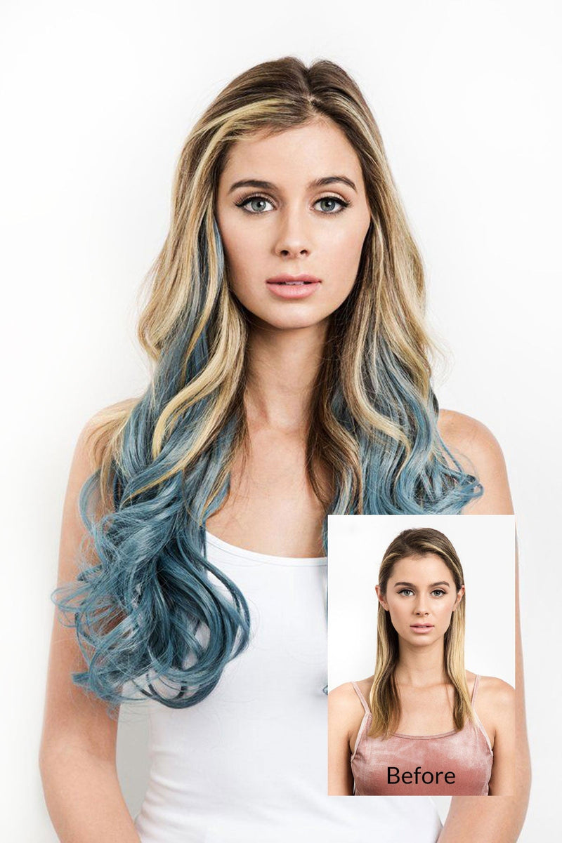 Blue Tone Ombre Halo Extensions Hair Extension Soho Style