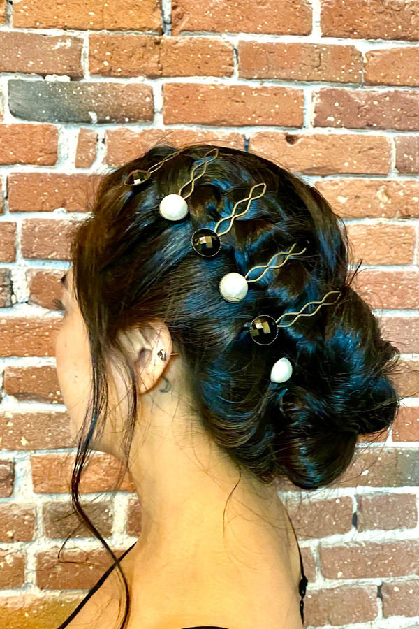 Pearl Bobby Pin & Crystal Statement Bobby Pin SET Hair Accessorie Soho Style