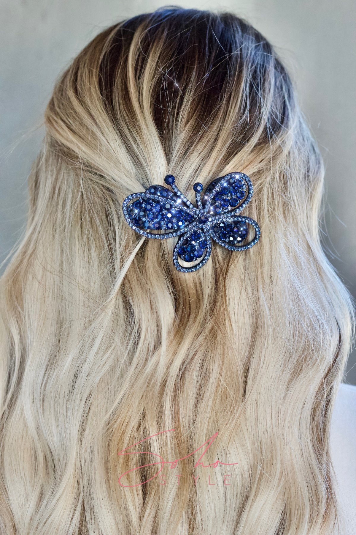 Big butterfly eye crystal barrette Soho Style