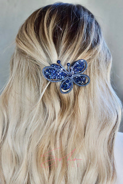 Big butterfly eye crystal barrette Soho Style