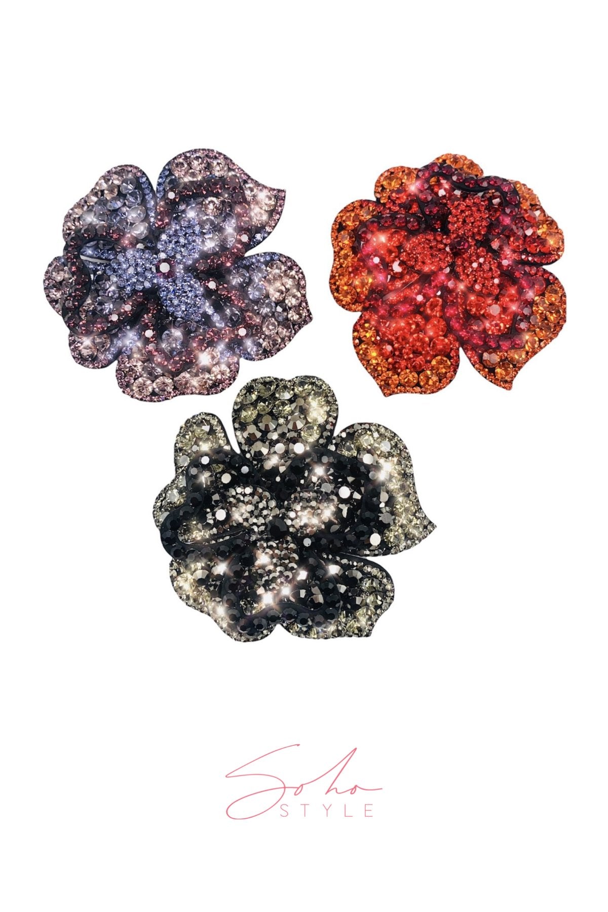 Big flower crystal barrette Soho Style