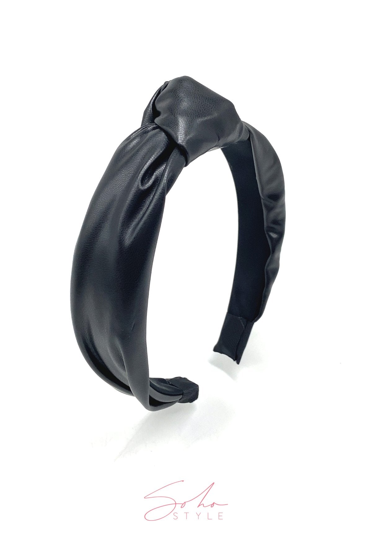 comfortable black leather headband Headband Soho Style