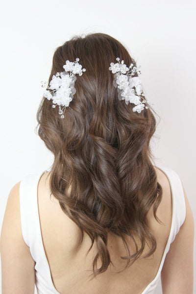 Ivory Soft Flower Comb Pair