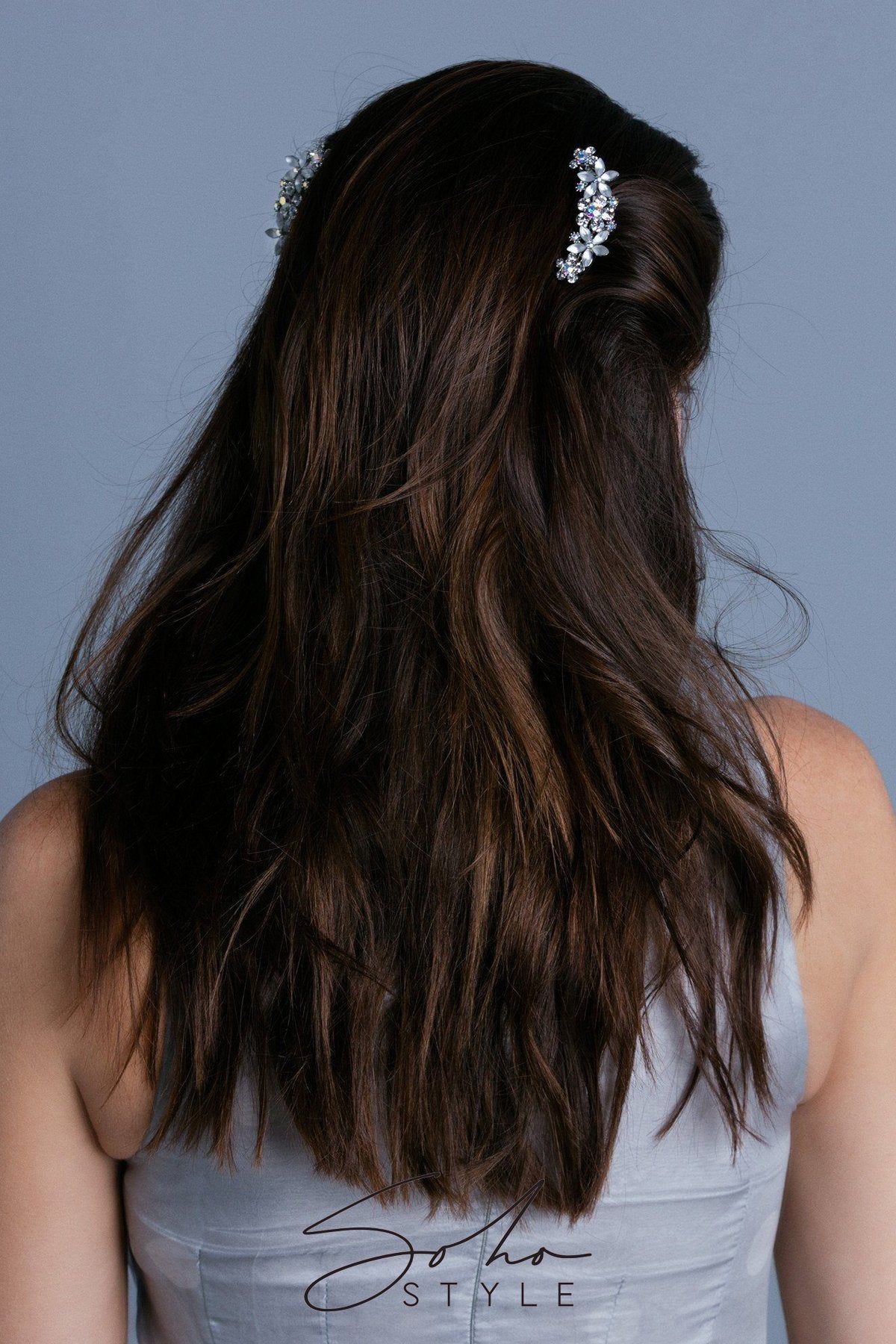 Jane Frosted Flower Crystal Hair Comb (Sold as a pair) Hair Comb Sale