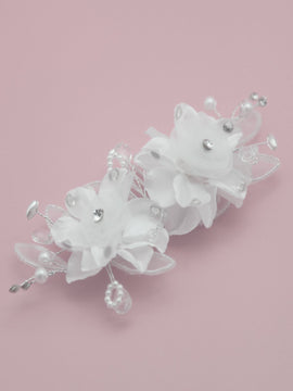 Twin White Carnations Comb