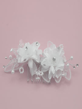 Twin White Carnations Comb