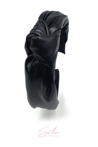 comfortable black leather headband Headband Soho Style