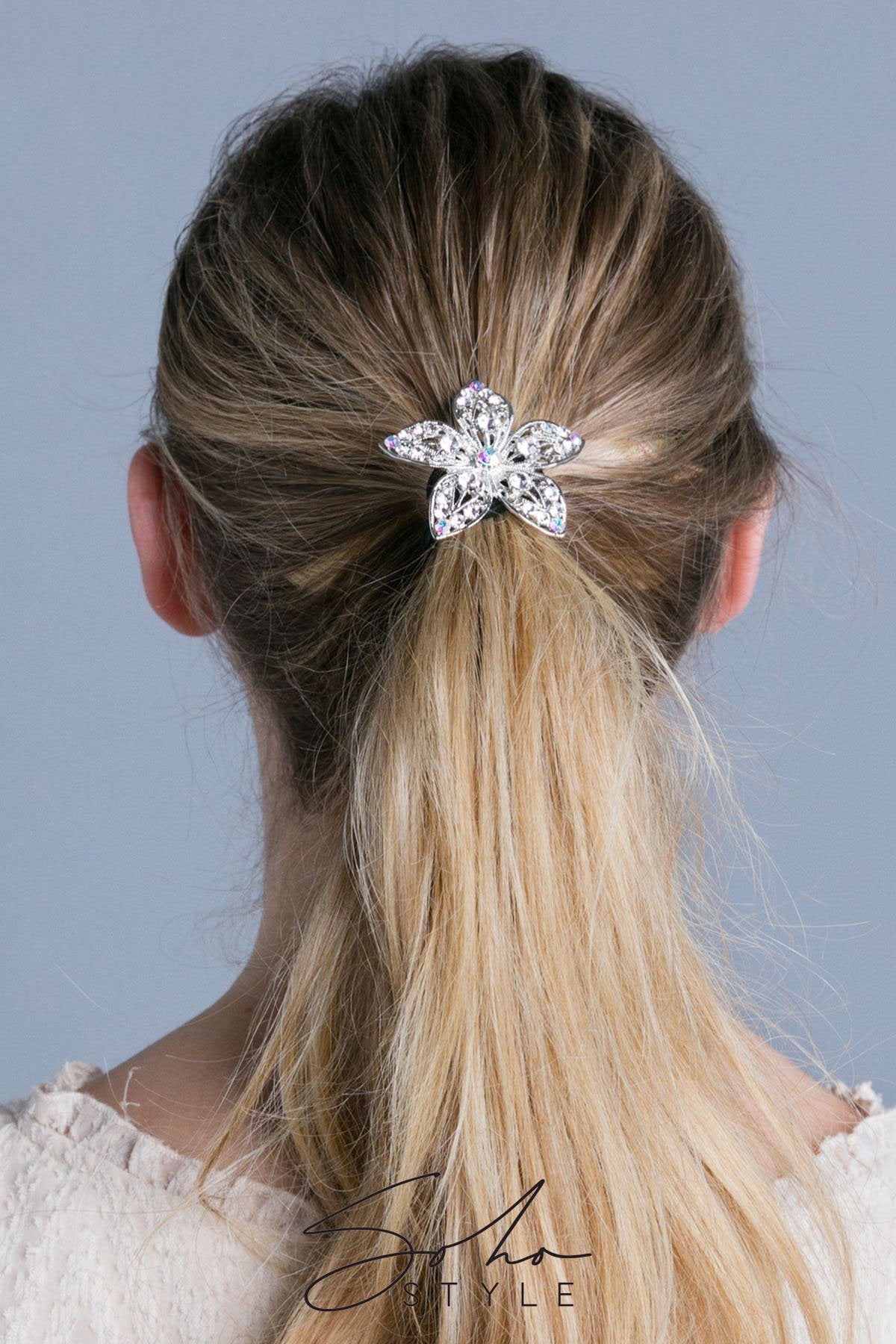 Flower Crystal Petal Ponytail holder Ponytail Holder Soho Style