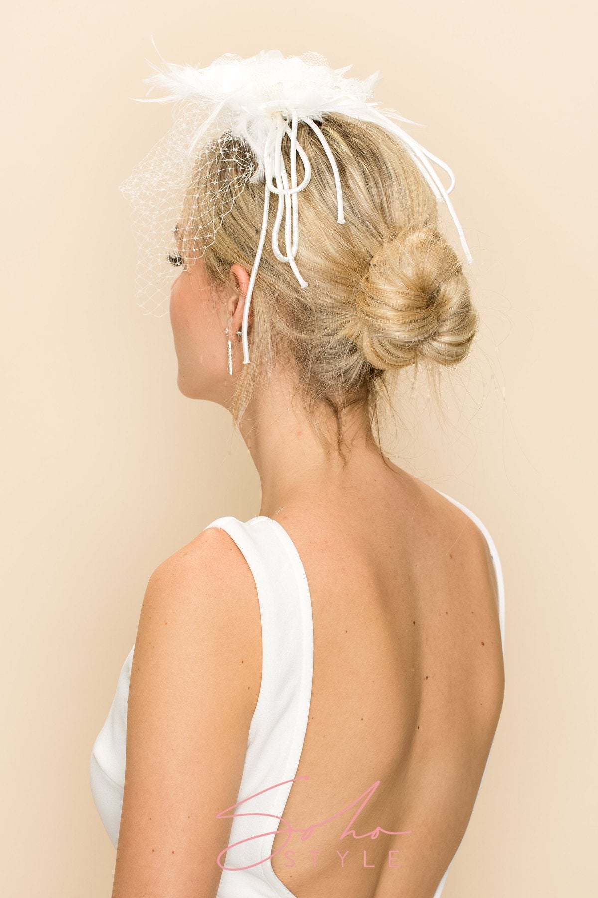 EXTRAVAGANT VEIL WITH SWAROVSKI CRYSTAL, LACE AND FEATHERS Wedding Sale
