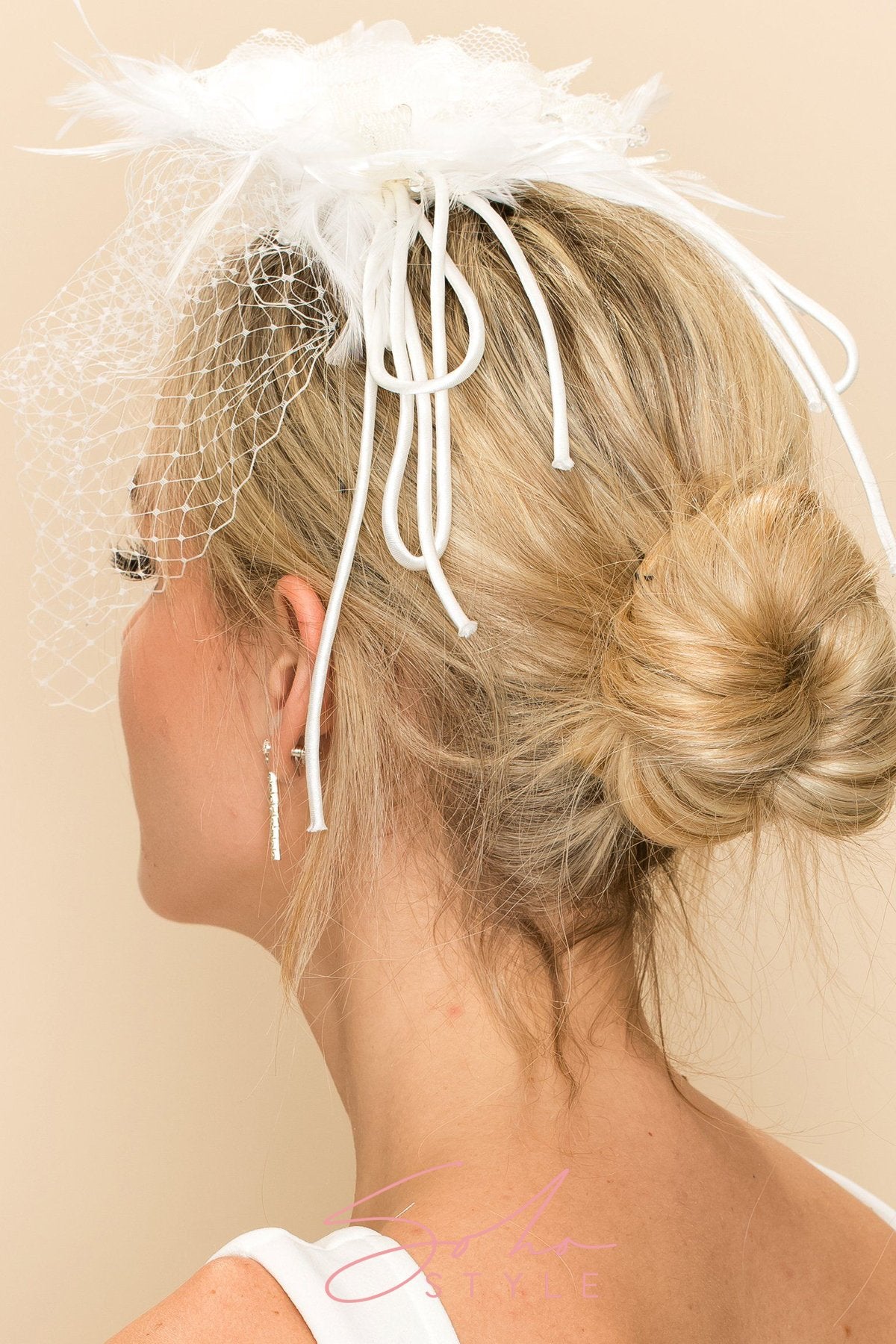 EXTRAVAGANT VEIL WITH SWAROVSKI CRYSTAL, LACE AND FEATHERS Wedding Sale