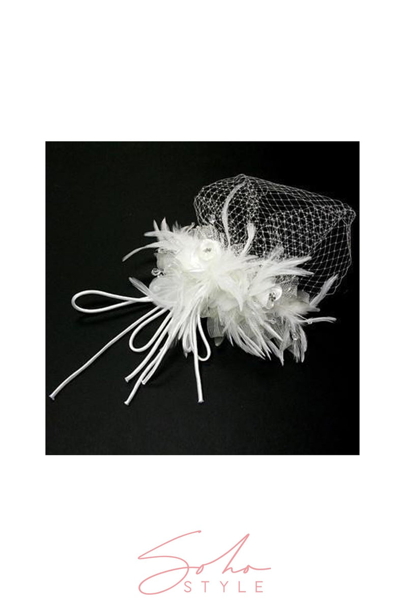 EXTRAVAGANT VEIL WITH SWAROVSKI CRYSTAL, LACE AND FEATHERS Wedding Sale