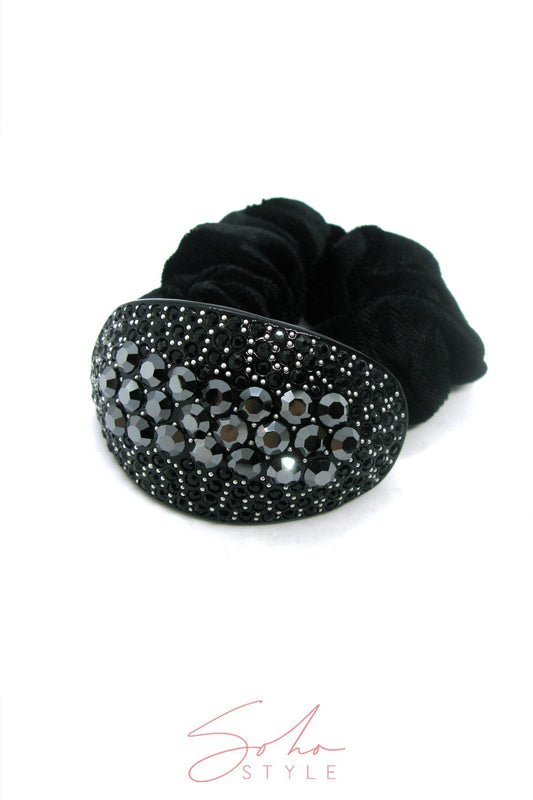 Trudy Crystal Velvet Scrunchie Ponytail Holder Soho Style