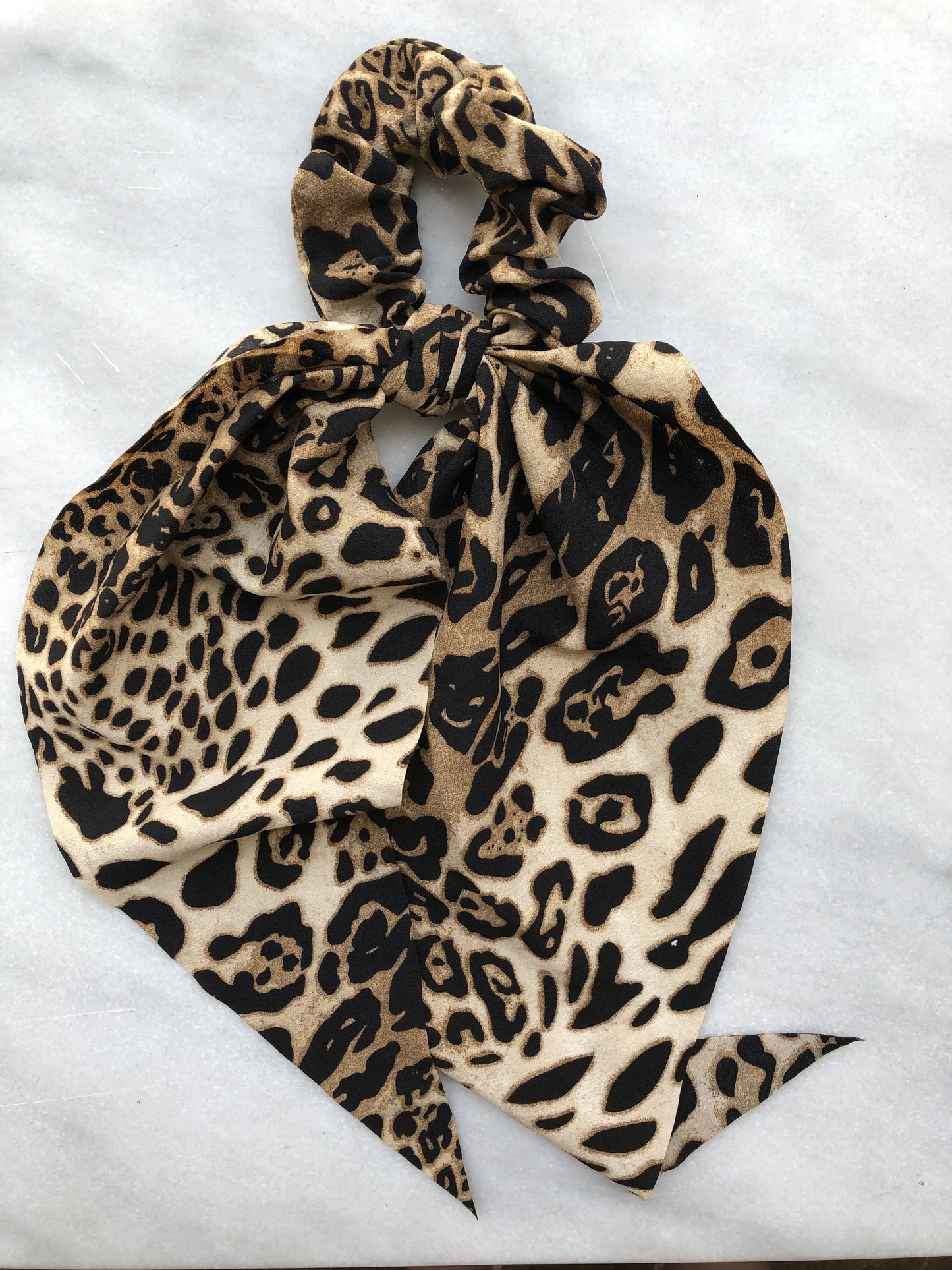 She's So Extra - Long Leopard Bow Scrunchie Ponytail Holder 2019