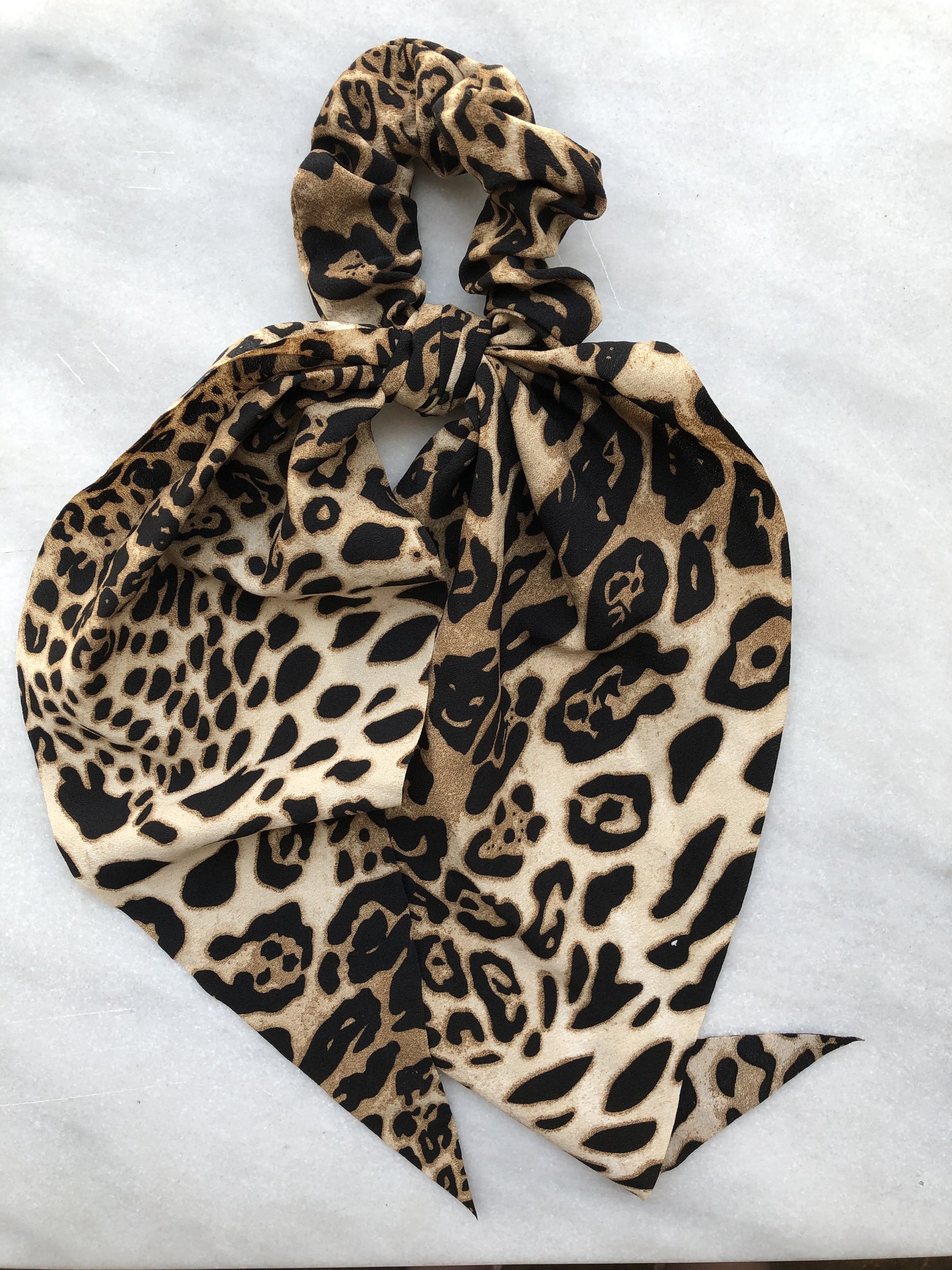 She's So Extra - Long Leopard Bow Scrunchie Ponytail Holder 2019
