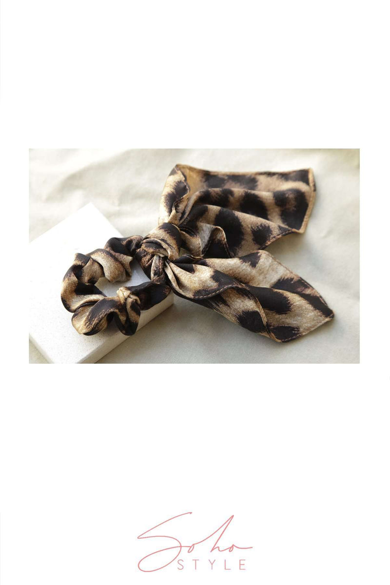 New Hollywood Glam Leopard Bow Scrunchie Ponytail Holder 2020