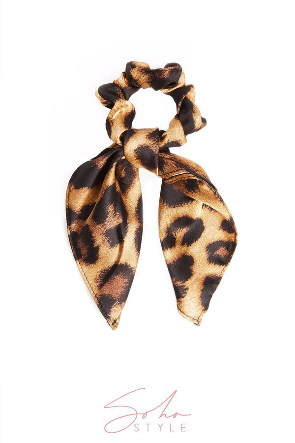 New Hollywood Glam Leopard Bow Scrunchie Ponytail Holder 2020