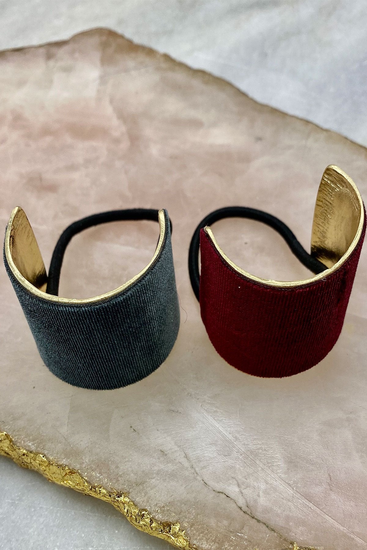 Velvet Coated Ponytail Cuff 2 PCS Set Ponytail Holder Soho Style