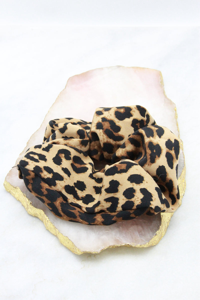 Leopard Print Hair Scrunchie Ponytail Holder Soho Style