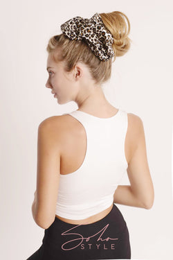 Toasted Nut Leopard Print Oversized Hair Scrunchie Ponytail Holder 2020