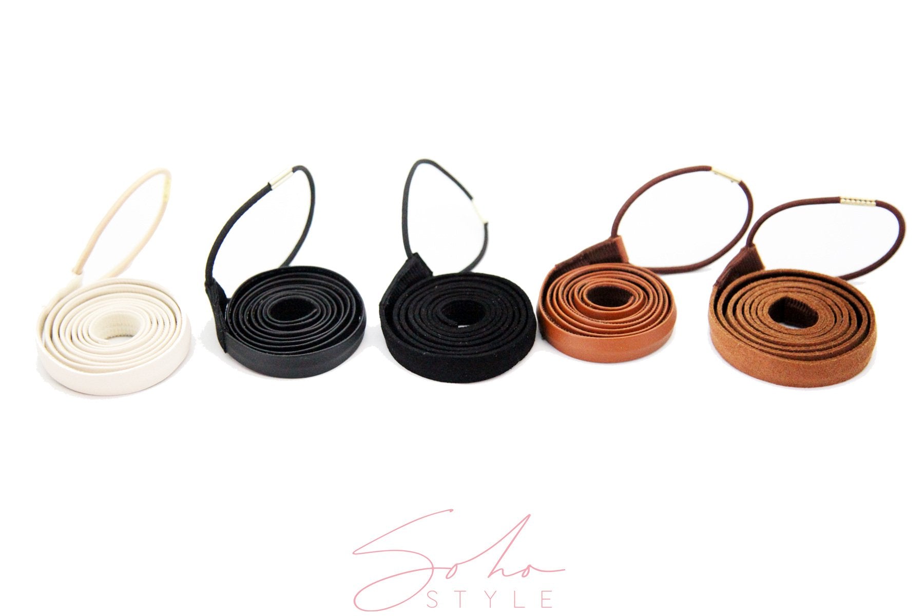 Beaded Leather Hair Ties Wraps Ponytail Holders with Wire Inside Ponytail Holder 2020