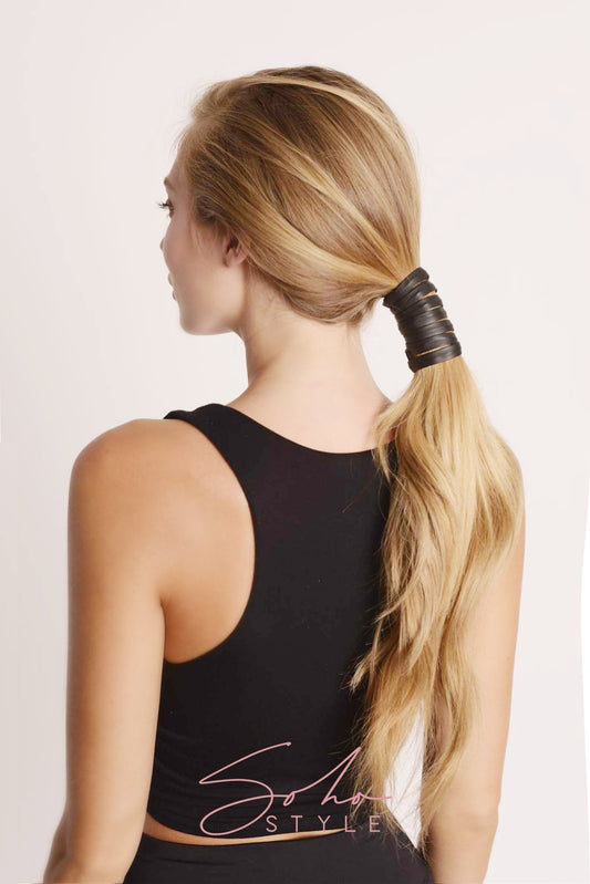 Beaded Leather Hair Ties Wraps Ponytail Holders with Wire Inside Ponytail Holder 2020