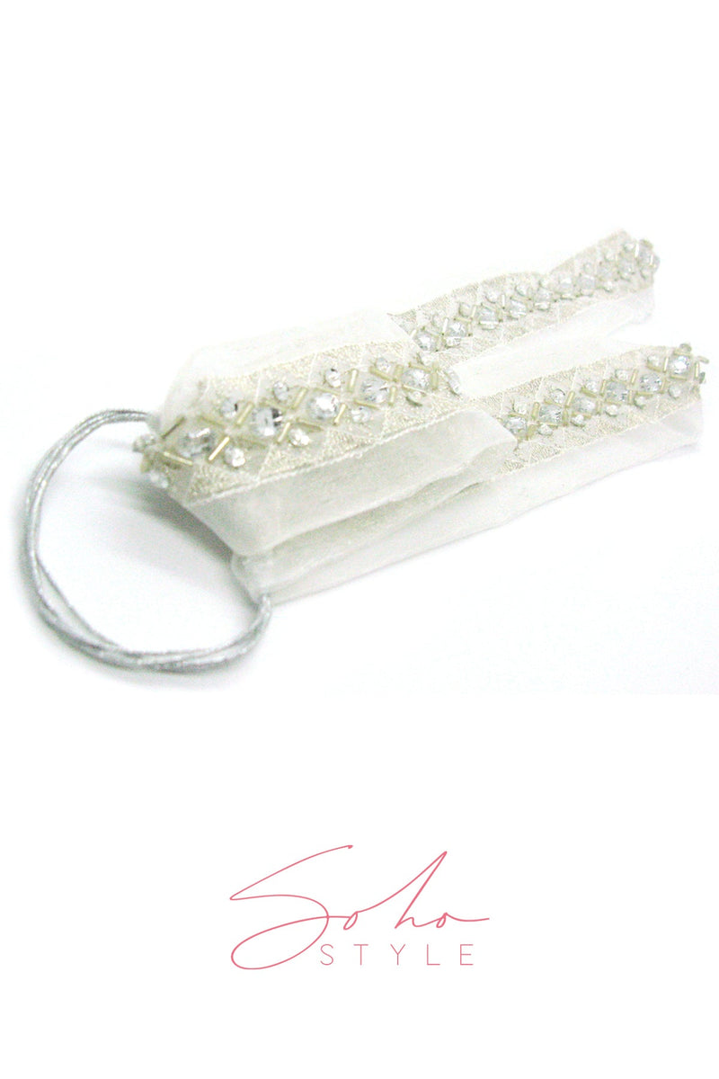 Traditional Korean Style Crystal Ribbon Ponytail Holder