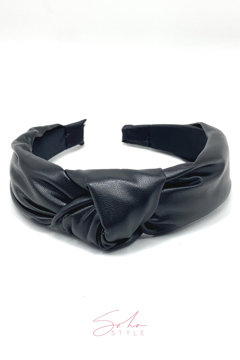 comfortable black leather headband Headband Soho Style