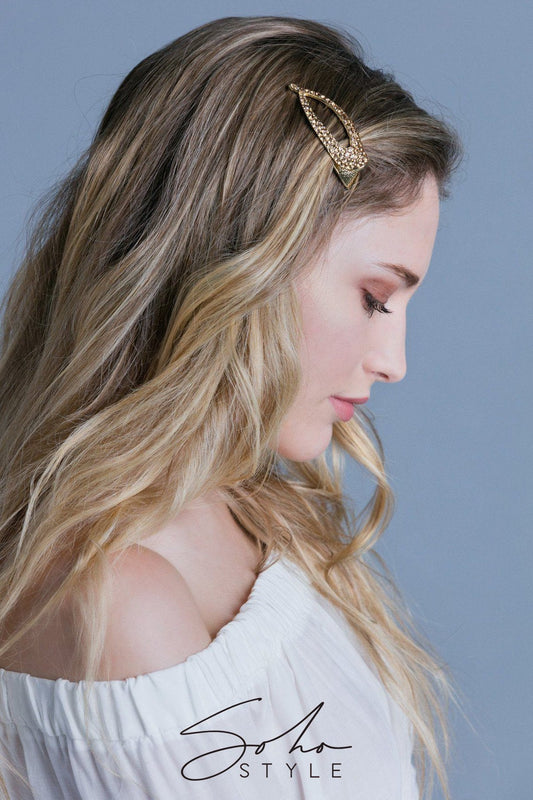 Elongated Crystal Teardrop Hair Clip Hair Clip Soho Style