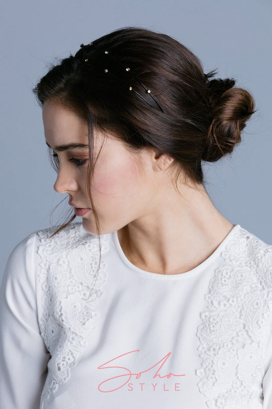 Black Wire Headband with Rhinestones Headband Sale