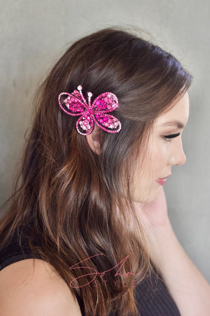 Big butterfly eye crystal barrette Soho Style