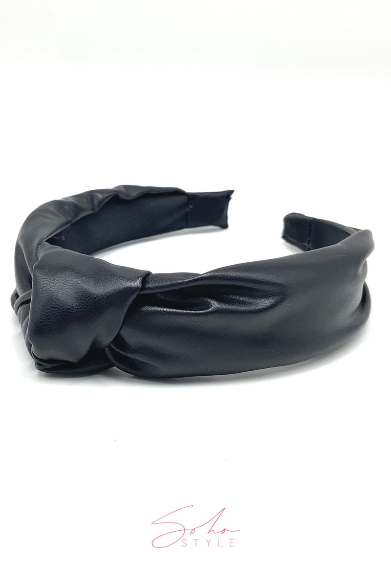 comfortable black leather headband Headband Soho Style