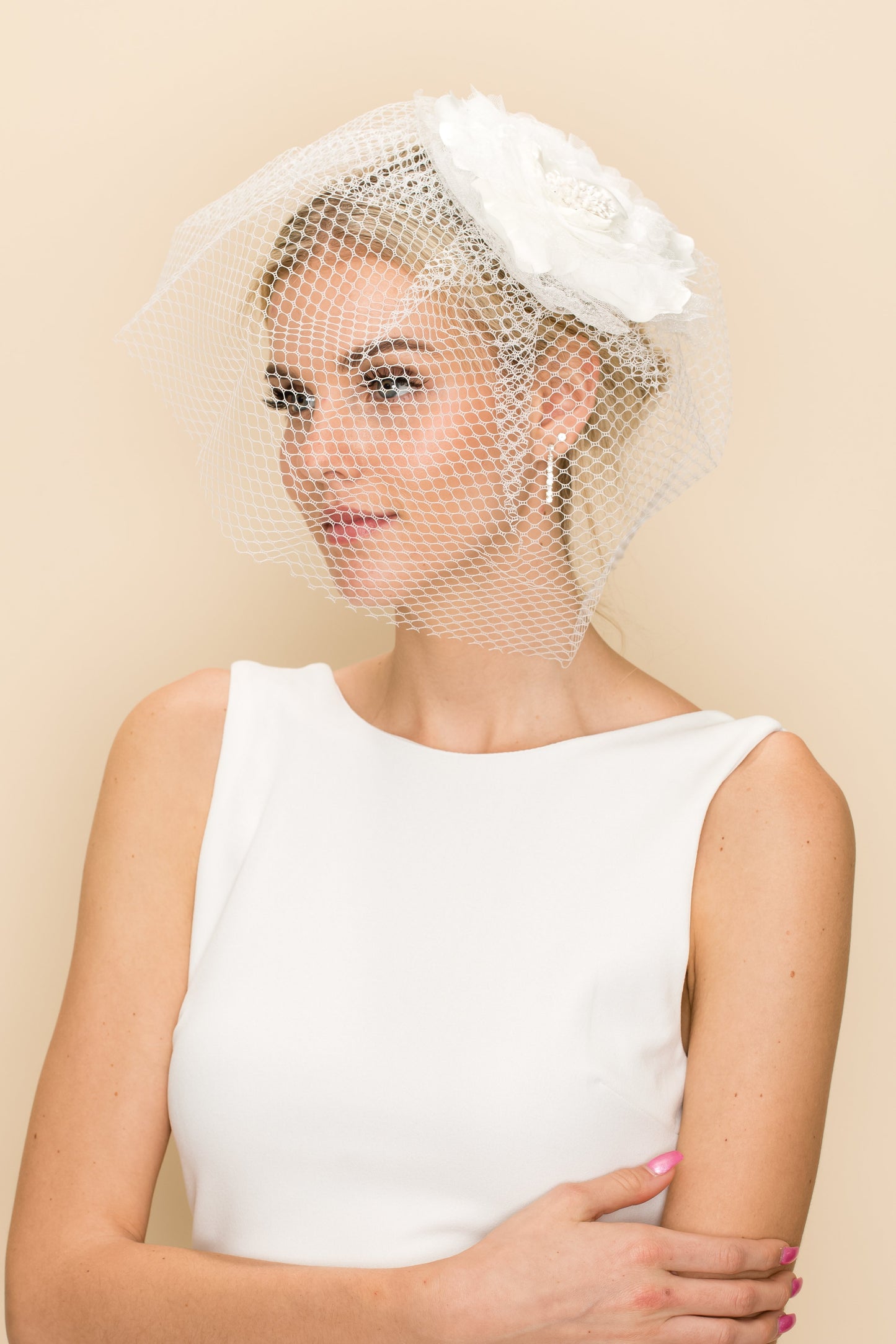 GLITTERY FLOWER WITH LACE VEIL Wedding Sale
