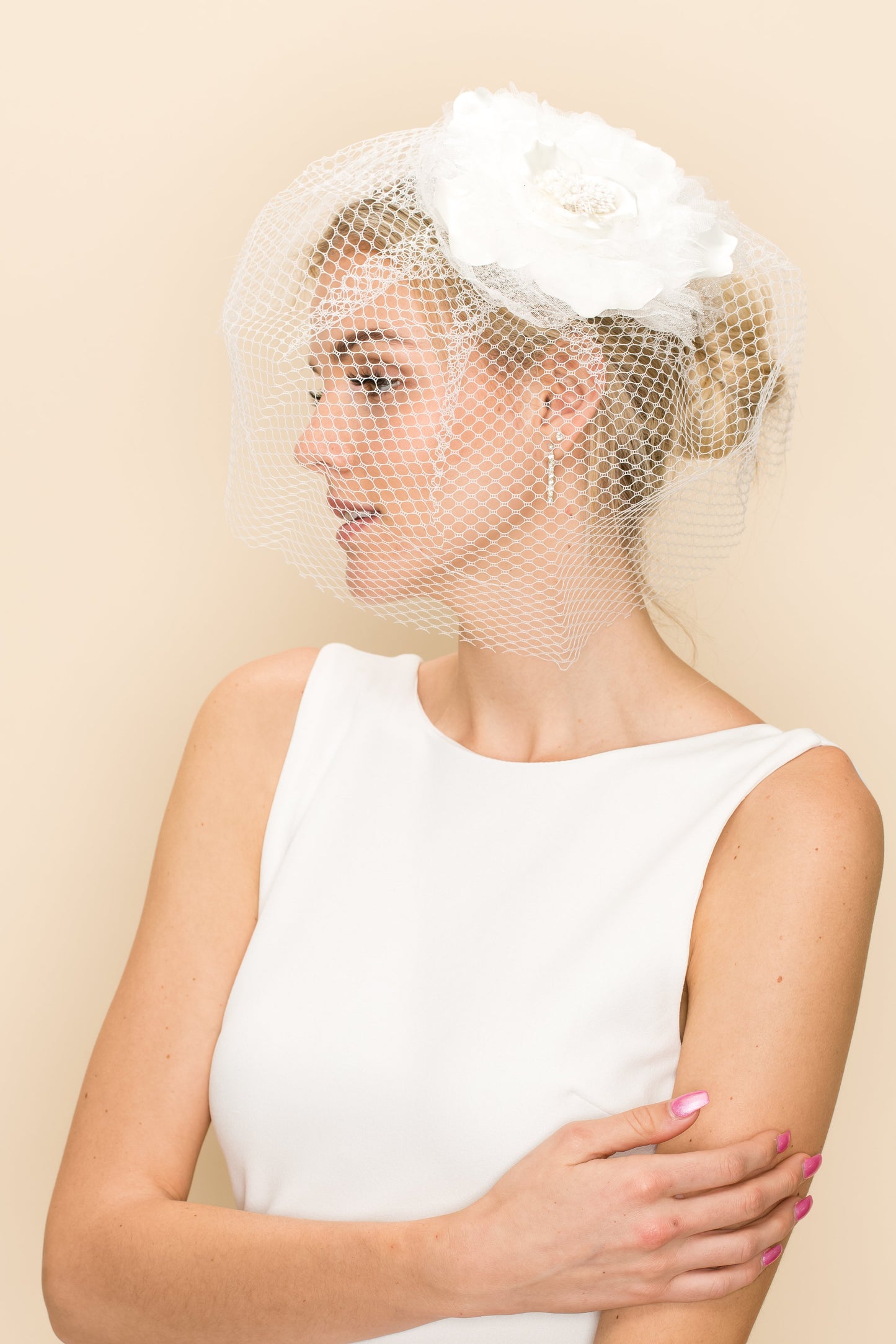 GLITTERY FLOWER WITH LACE VEIL Wedding Sale