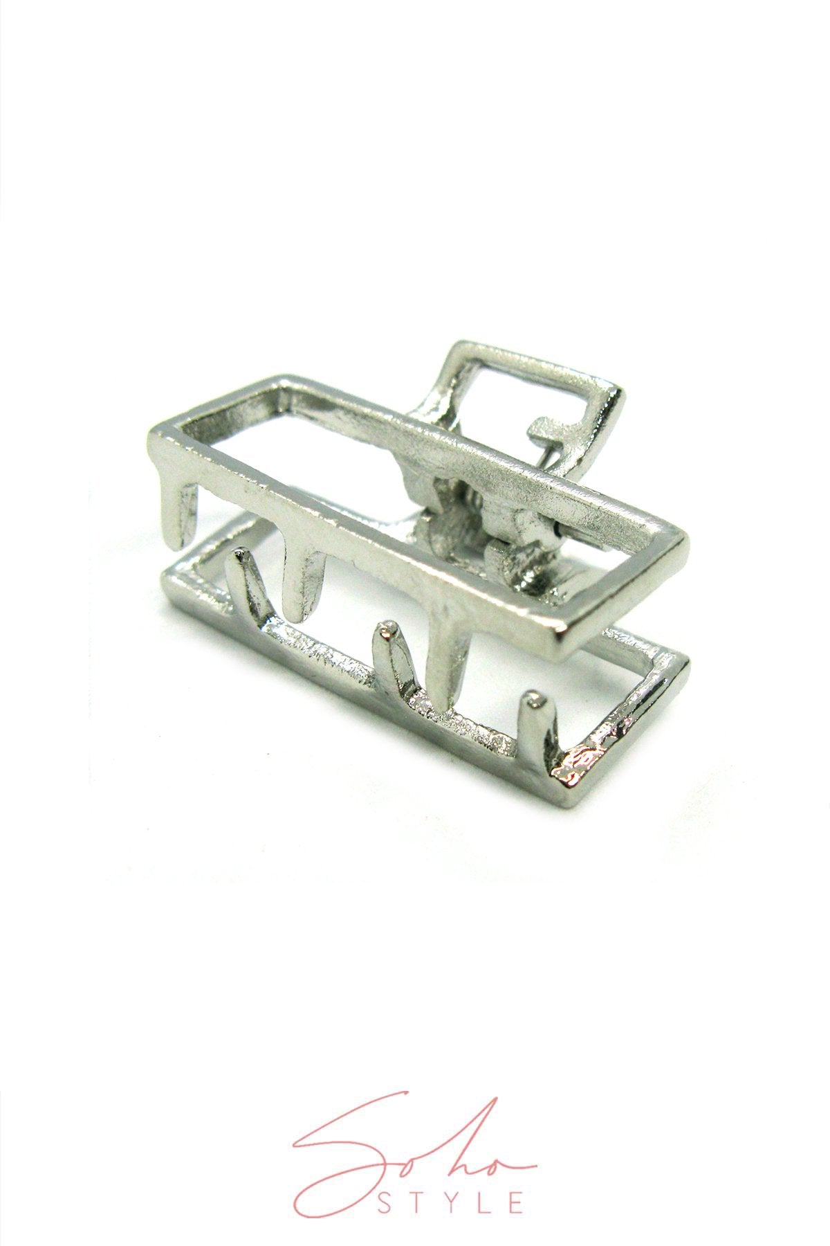 Modern Metal Rectangular Hair Jaw & Mini Metal Moon Hair Jaw Set Hair Accessorie Soho Style