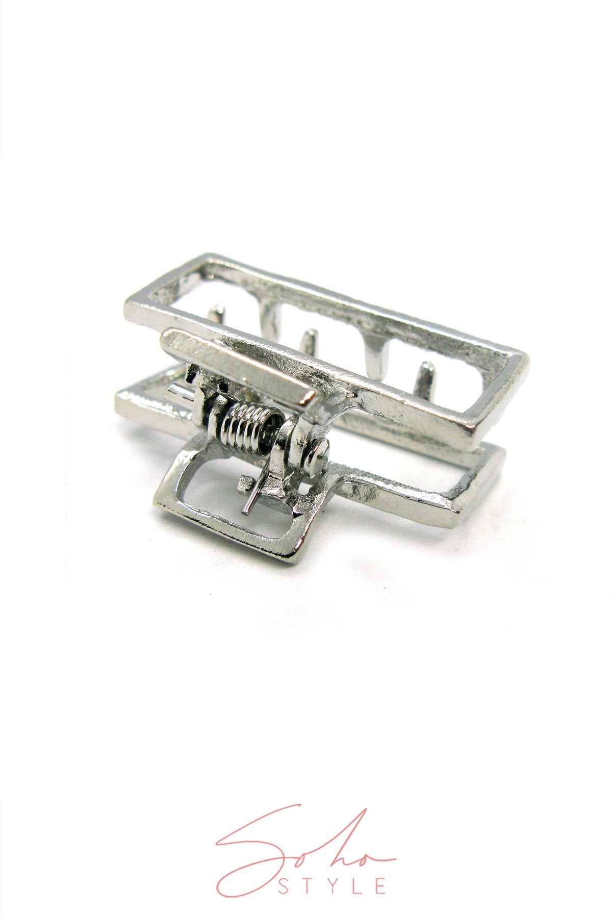 Modern Metal Rectangular Hair Jaw & Mini Metal Moon Hair Jaw Set Hair Accessorie Soho Style