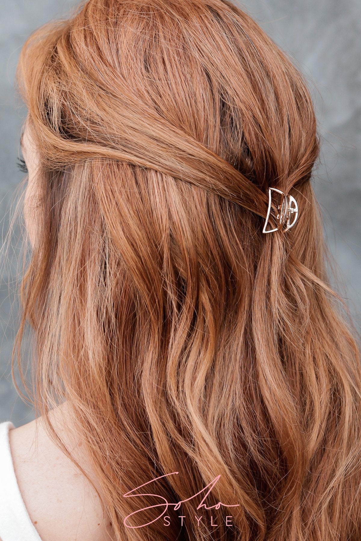 Modern Metal Rectangular Hair Jaw & Mini Metal Moon Hair Jaw Set Hair Accessorie Soho Style