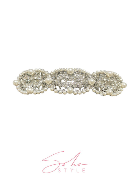 Pearl Rhinestone Three Circle Barrette Barrette Soho Style
