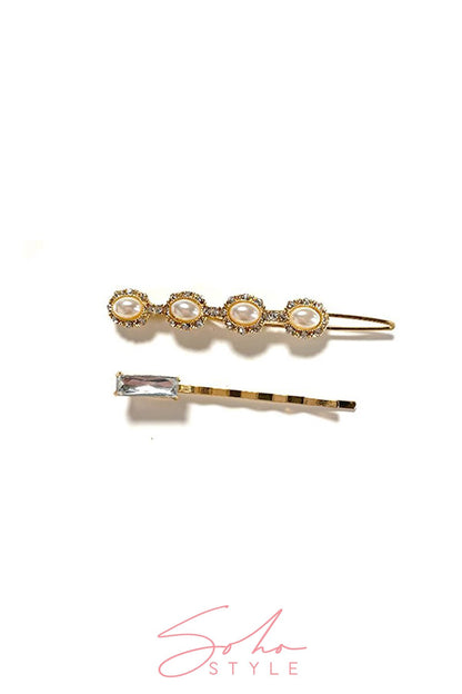 Art Deco Pearls & Crystal Bobby Pin Duo Bobby Pins 2020