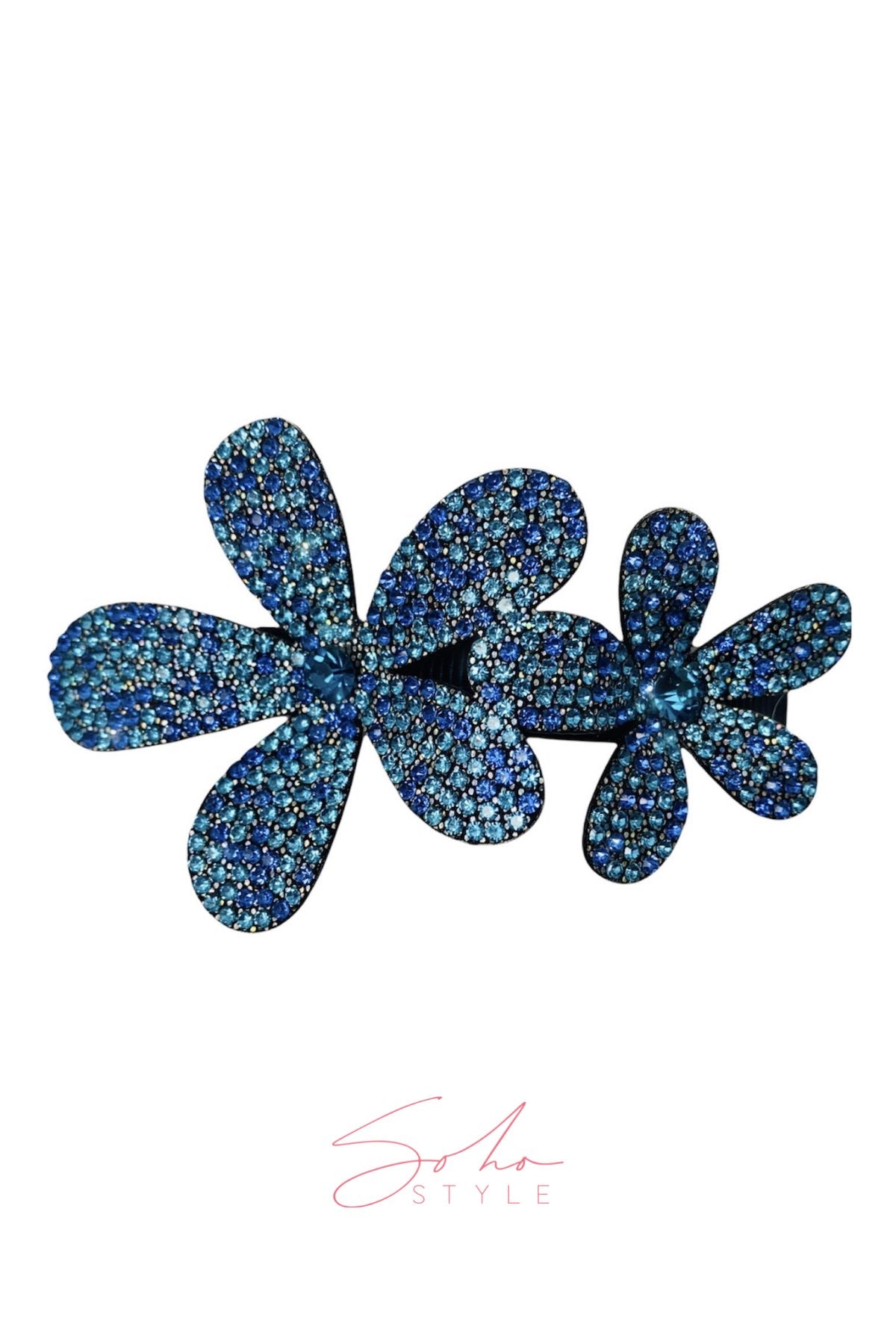 Two Flower crystal barrette Soho Style