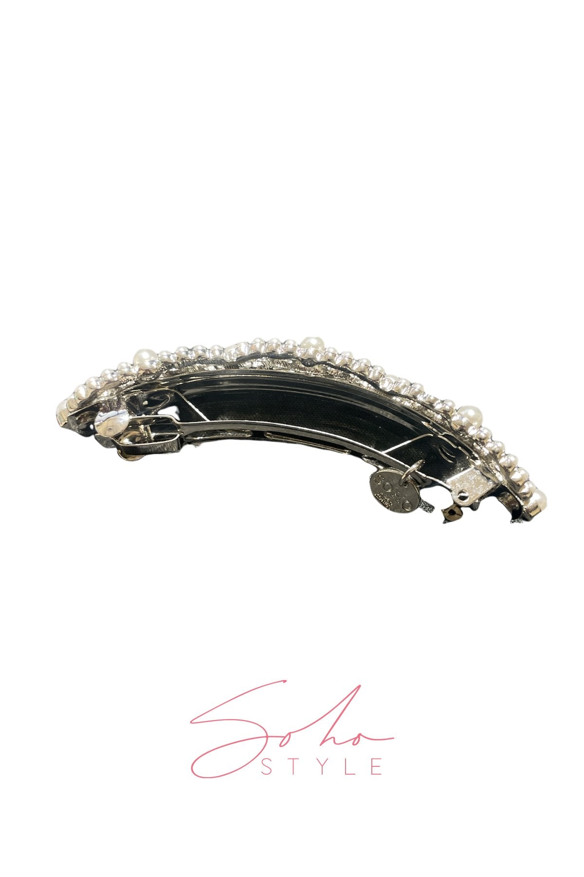 Pearl Rhinestone Three Circle Barrette Barrette Soho Style